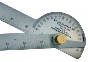 Dial on Small Stainless Steel Protractor by Mathey Dearman