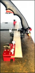Flange Wizard Plasma Bevel Cut Guide being used on straight edge
